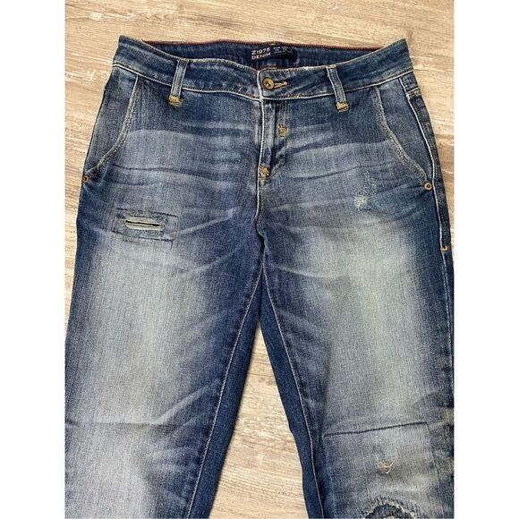 Zara Z1975 Basic Denim Jeans Straight Distressed Stretch Womens Size 2 USA - Picture 3 of 7